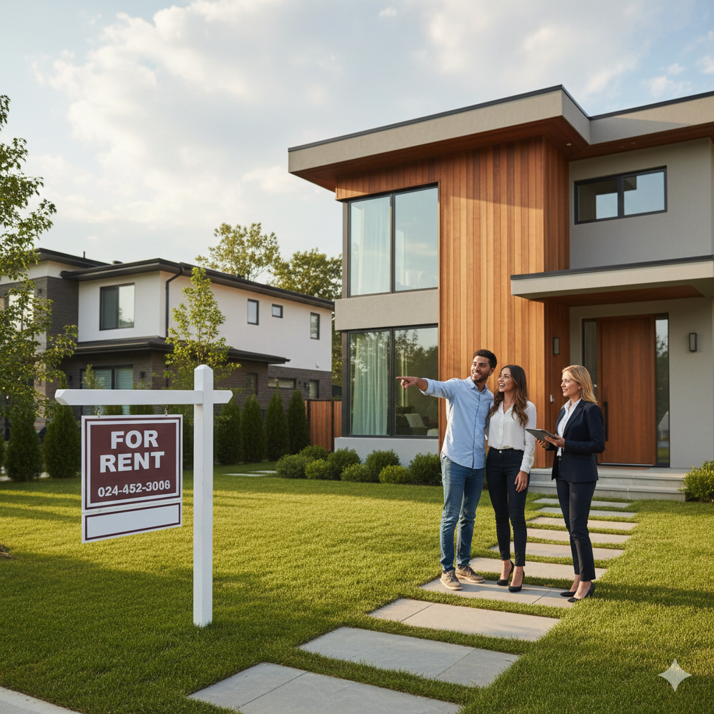 First-time homebuyers celebrating purchasing single-family home